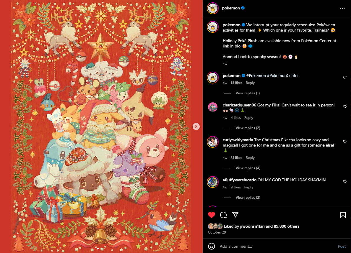 photo of a post from official pokemon accounts